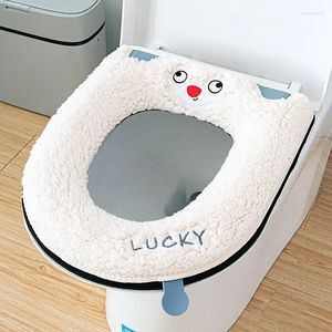 Toilet Seat Covers Mat Autumn And Winter With Handle Thickened Cushion Household Plush Warm Zipper