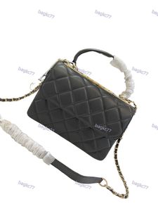 2024 7A designer bag Flap Trendy CC Bag Handbag Crossbody Vintage Quilted Purse Genuine Leather Top Handle Chain Gold Metallic Woman Fashion Bag