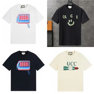 新しいメンズTシャツメンズシャツデザイナーTシャツティー丸い首のデザイナー服サマーピュアコットンプリントTシャツファッション愛好家S-6XLのための同じスタイル