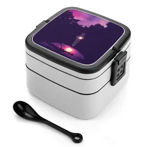 Dinnerware Little Lights Double Layer Bento Box Portable Lunch For Kids School Stars Star Dust Soul Fantasy Night Sky Space
