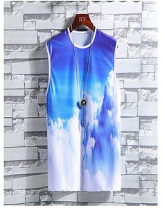ファッションメンズノースリーブベスト3Dプリントポリエステルメッシュタンクトップジム衣類夏のボディービルアンダーシャツワークアウトフィットネスタンクTo4178361