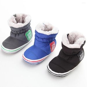 Boots 2024 Bebek Kış Sıcak Bebek Çocuklar Tuval Snow Boy Ayakkabı Toddler Fermuar Peluş Peluş Anti-Slip 0-18m