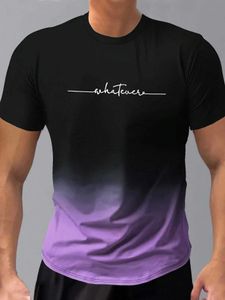 Męska koszulka T-shirts dla mężczyzn ubrania letni moda gradient list wydrukowany harajuku krótkie topy TEES Casual Sport Mens T-shirt 2443