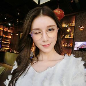 Asaro Fashionable Small Fresh Anti-Blue Light Glasses Oval Frame Metal Flat Glasses Decorative Glasses Frame Can be Equipped