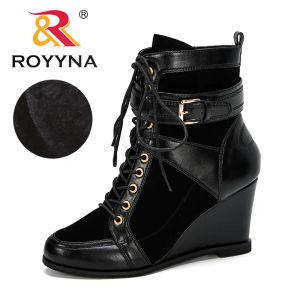 Boots Royyna Novo designer Popular Winter Women Boots redonda BOOTIES ALTULHAS SATRA DE ALTUMA AUTUNO SLATEME