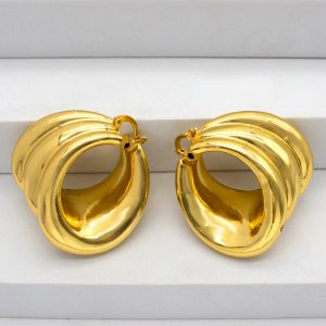 Ohrringe Clip -Ohrringe unregelmäßige Frauen -Reifenoop -Ohrringe 24K Gold Platted Jewelry Accessoires Trendprodukt 2022 Statement Set of Ohrringe