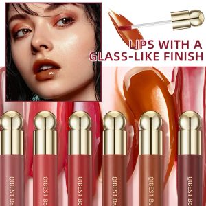 QIBEST Mirror Water Light Jelly Lip Gloss Shiny Mirror Moisturizing Liquid Lipstick Glitter Lip Gloss Lip Oil Glass Lip Stain