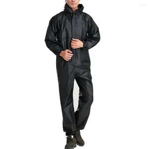 Men's Trench Coats Oversized Rain Coat Motorcycle Rainwear Adult Motorbike 5 Sizes M-3XL Waterproof Raincoat Overalls Suit PVC Black
