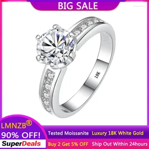 Cluster Rings With GRA Credentials 1 Diamond Moissanite Luxury 18K White Gold Ring Bridal Female Wedding Accessories For Women