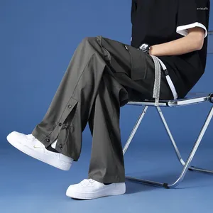 Men's Pants 2024 Summer Spring Ice Silk Wide Leg Button Slacks Breathable Straight Cargo Men Loose Trousers Plus Size 8xl