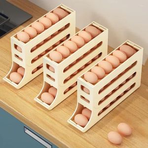 Kitchen Storage Automatic Scrolling Egg Rack Organizer Holder Refrigerator Box Fridge Container Eggs Rolldown Dispenser