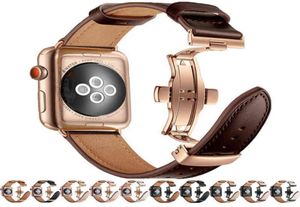 Genuine Leather Strap for Apple watch band 45mm 41mm 44mm 40mm 42mm 38mm Butterfly clasp correa bracelet iWatch 4 5 6 se 7 band5736955