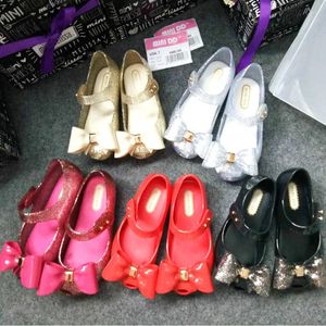 Mini DD Ultragirl Sparkle Summer Bow Girl Jelly Shoes Girls Non-Slip Sandals Kids Beach Sandal Toddle SH19100 240318