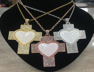 20PcsLot Custom heart cross Jewelry Sublimation Necklace pendant with chain and inserts For Valentine039s Day Gifts7905613