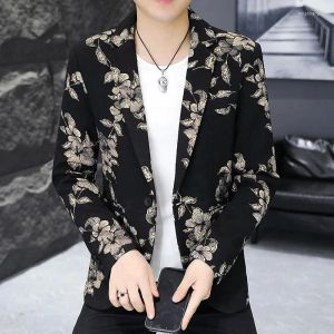 Men's Suits Autumn And Winter Thick Floral For Teenagers Slim Fashion Trend Coat Men