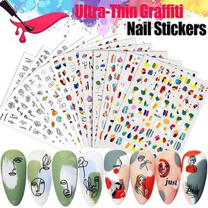 12st Lines Flower Leaves Transfer Nail Stickers Floral Face Marble Pattern Slider Sticker For Nails Nail Art Decor 240328