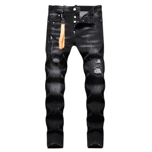 schwarze Skinny Jeans Männer Designer Slim Fit Hosen Vintage Klassische Stretchdeilung Rip Biker Motorradhose Luxus Jeans Pan