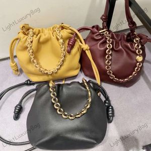 Flsmenco Purse Designer de luxo plissado Tofu Bag inovador Cadeia de donut Chain de couro de carne de carneiro