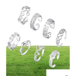 Toe Rings Body Jewelry 8 Piece Foot Set Small Tail Bow Dolphin Love Shape Hawaiian Gqelq Rings3422345 Drop Delivery Dhvt5