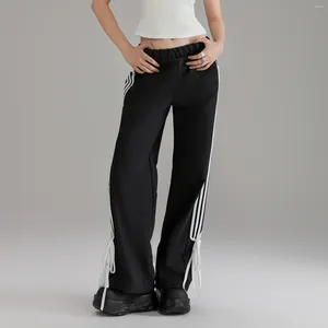 Spodnie damskie modny czarny elastyczny pasek po stronie joggera sporty sporty sporne streetwear