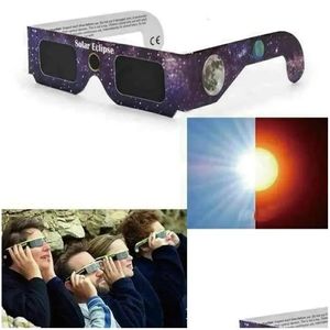 Occhiali 3d 10pcs carta eclissi solare a colore casuale Osservazione totale osservazione esterna a goccia di consegna elettronica audio casa video dhasg