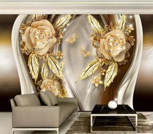 Wallpapers Custom Wall Mural Modern Art Painting Wallpape European Style Gold Flower Jewelry TV Background Paper