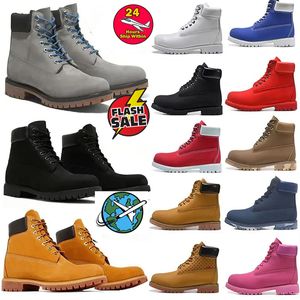 2024 Nya designer Timbers Boots Martin Booties Mens Womens Wheat Black Ankle Boot Camo Browm Navy Blue Outdoor Sports Sneakers Handing Walking Over the Knee