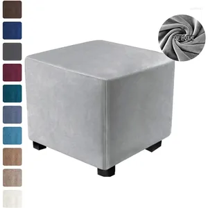 Stol täcker Velvet Square Ottoman Stool Cover Elastic All-Inclusive Foot Rest Protector för vardagsrum sovrum fotpall slipcovers