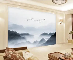 Duvar Kağıtları Po Any Boyutu Özel Çin tarzı Peyzaj 3D Duvar Resmi Oturma Odası için Duvar Kağıdı