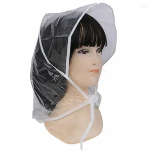 Regnrockar 1x Enkel transparent regntät solskyddsmedel Kvinnor Fällbar mode RainCap Frisyrskydd CAP Plastbenhuven Rain Gear