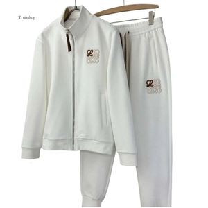 Lowewe Suit Designer Women European Brand Brodery Casual Sports Cardigan Pants Men's Business Fashion Versatile Two Piece Set 979