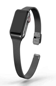 Apple Watch用のステンレススチールメタルウォッチバンド44mm 40mm 38mm 42mm 41 45mm Slim Strap for IWatchシリーズ7 6 5 4 SE 3 2 Y1126848677