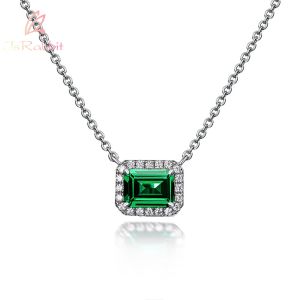 Necklaces IsRabbit 18K Gold Plated 6*8MM Lab Grown Emerald Muzo Green Sapphire Pendant Necklace 925 Sterling Silver Jewelry Drop Shipping