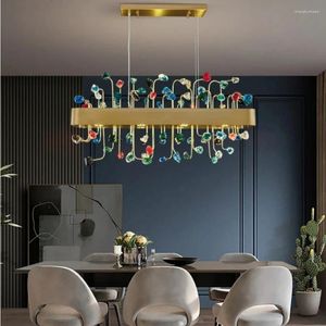Lustres colorir cristal liderado para sala de estar iluminação interna redonda lustre de quarto retângulo de cozinha ilha lâmpada