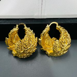 Earrings Fashion Round Big Copper Golden Earrings Jewelry HOT Design For African Women Wedding Accessories Gift BIG SIZE Earring