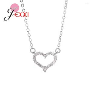 Kedjor Simple CZ Zircon Romantic Heart Shape Pendant Halsband 925 Sterling Silver Chain Jewelry for Women Wedding Engagement Joyas