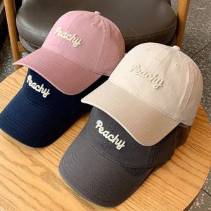 Czapki piłki różowe litera baseballowa Women Korean Ins Style Snapback Hat Summer Regulowane bawełniane bawełniane tata Hats Casquette