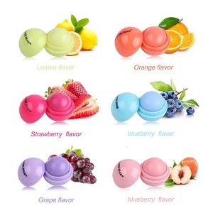 6pcslot rund boll naturlig fuktgivande läppbalsam frukt smak långvarig näringsrik läppstift makeup läppar vård 240321