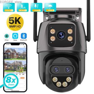 Inne kamery CCTV Outdoor Ptz Camera 9MP 5K HD Trzy soczewki podwójny ekran WiFi kamera IP Automatyczne śledzenie CCTV 2-dróg Audio P2P Nadzór wideo ICSEE Y240403