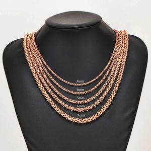 Strands 3mm 4mm 5mm 6mm 7mm Rose Gold Color Braided Necklace Link Classic Curb Chain for Men Women Jewelry 230613