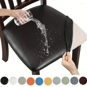 Chair Covers Waterproof PU Leather Dining Seat Slipcovers Removable Upholstered Cushion Cover For Room Kithen Home Decor