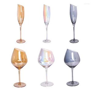 Wine Glasses Oblique Cut Red Champagne Glass Home Colorful Amber Grey Restaurant