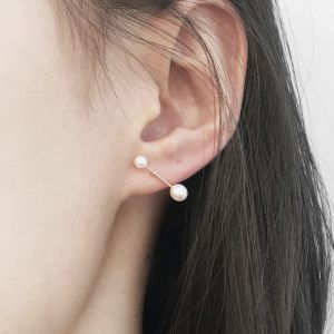 Orecchini pieni d'oro/925 Orecchini perle naturali argento Gioielli perle di perle Oorbellen Minimalista Brincos Boho Piercing Women Orecchini