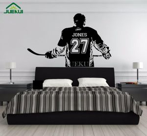 Wall Art Duże hokey na lodzie Niestandardowa Jersey Nazwa i numer winylowa naklejka naklejka na naklejkę dla dzieci sypialnia gym sport 9925759