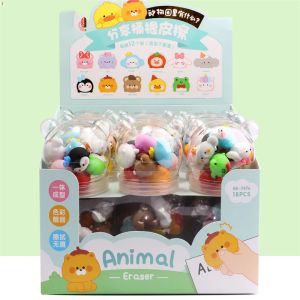 Eraser 12 Set/Lot Creative Animal Eraser Set Cute Writing Drawing Rubber Pencil Erasers Stationery for Kids Gifts School Supplies