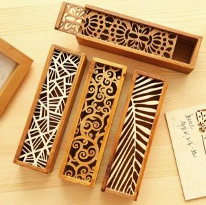 Bags Retro Wooden Stationery Case Hollow Out Boxes Desktop Pencil Storage Organizer