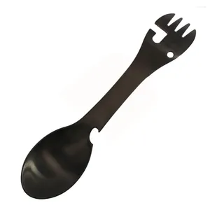 Forks Outdoor Cooking Campingwerkzeuge 5 in 1 Flasche Dose Opener Utility Tactical Spork Edelstahlgabel Multifunktionales Geschirr