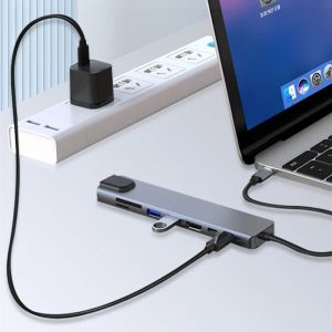 Rankman USB C Hub-RJ45 Ethernet 4K HDMI uyumlu USB 3.0 2.0 Tip C Şarj SD TF Dock Macbook Samsung S21 DEX HDTV