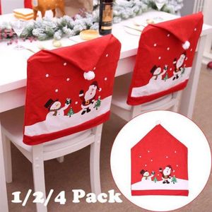 Chair Covers 1/2/4pcs Christmas Dining Slipcovers Seat Santa Claus Home Party Decor