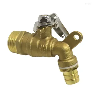 Bathroom Sink Faucets Brass Hose Bibcock 1/2'' DN15 Outdoor Faucet Stop Valve Antique Garden Tap With Lock Shut Off